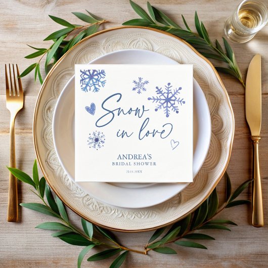 雪の恋の雪の花冬のブライダルシャワー スタンダードカクテルナプキン