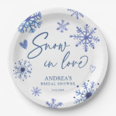 雪の恋の雪の花冬のブライダルシャワー ペーパープレート (正面)