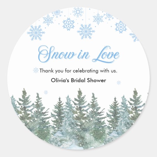 雪の恋 スノーフレーク ブライダルシャワー 感謝 ラウンドシール (正面)