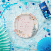 雪の恋 ピンクの雪の結晶 ウィンターブライダルシャワー ペーパープレート (パーティー)