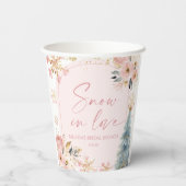 雪の恋 ピンクの雪の花 冬のブライダルシャワー 紙コップ (裏面)