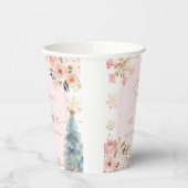 雪の恋 ピンクの雪の花 冬のブライダルシャワー 紙コップ (左)