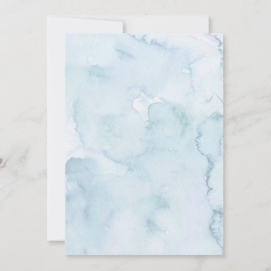 雪の恋 ブルー ウィンター ブライダル シャワー 招待状 (裏面)