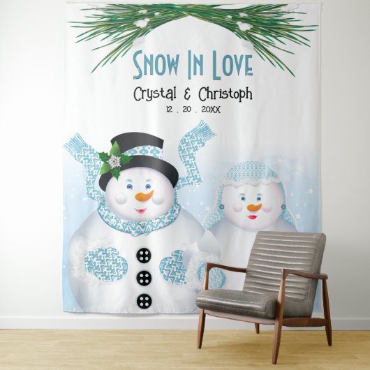 雪の恋　冬のウェディングバックドロップ タペストリー (インサイチュ)