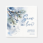 雪の恋　冬のブライダルシャワー　モノグラム スタンダードカクテルナプキン (正面)