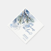 雪の恋　冬のブライダルシャワー　モノグラム スタンダードカクテルナプキン (角)