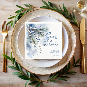 雪の恋　冬のブライダルシャワー　モノグラム スタンダードカクテルナプキン