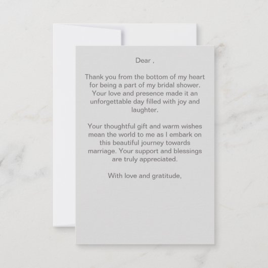 雪の恋　冬の松林 ブライダルシャワー サンキューカード (裏面)