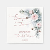 雪の愛に満ちた雪の松の冬のブライダルシャワー スタンダードカクテルナプキン (正面)