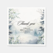 雪の愛のほこりブルーウィンターブライダルシャワー スタンダードカクテルナプキン (正面)