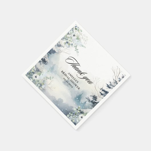 雪の愛のほこりブルーウィンターブライダルシャワー スタンダードカクテルナプキン (角)