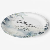 雪の愛のほこりブルーウィンターブライダルシャワー ペーパープレート (アングル)