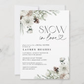 雪の愛のエバーグリーンQRブライダルシャワー招待 招待状 (正面)
