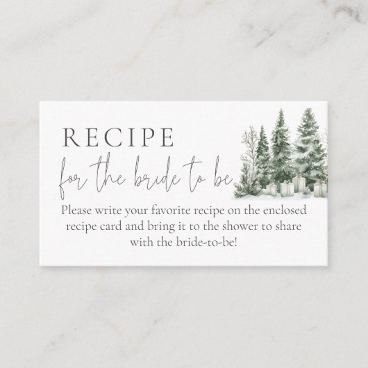 雪の愛のシャワーレシピの花嫁のために エンクロージャーカード (正面)