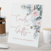 雪の愛の冬のブライダルシャワーギフトテーブルサイン 台座サイン (インサイチュ)