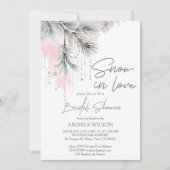 雪の愛の冬のブライダルシャワーテンプレート 招待状 (正面)