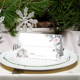 雪の愛の冬のブライダルシャワーパーティー プレイスカード