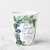 雪の愛の冬のブライダルシャワーピンズのリース 紙コップ (正面)