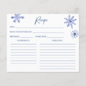 雪の愛の冬のブライダルシャワーレシピカード (正面)