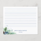 雪の愛の冬のブライダルシャワーレシピカード (裏面)