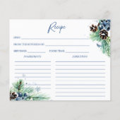 雪の愛の冬のブライダルシャワーレシピカード (正面)