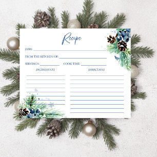 雪の愛の冬のブライダルシャワーレシピカード