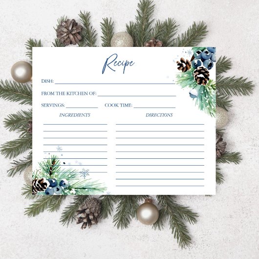 雪の愛の冬のブライダルシャワーレシピカード