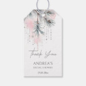 雪の愛の冬のブライダルシャワー好意 ギフトタグ (正面)