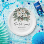 雪の愛の冬のブライダルシャワー招待 ペーパープレート (パーティー)