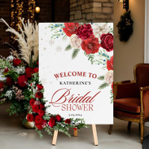 雪の愛の冬のブライダルシャワー歓迎サイン