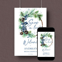 雪の愛の冬のブライダルシャワー歓迎サイン ポスター