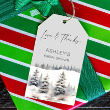 雪の愛の冬の松のブライダルシャワーの好意