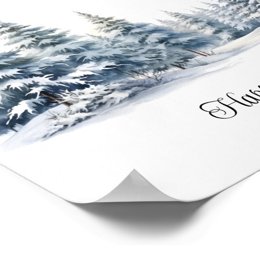 雪の愛の冬の松の森のブライダルシャワーゲーム ポスター (角)