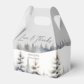雪の愛の冬の松の森のブライダルシャワーファボ フェイバーボックス (正面サイド)