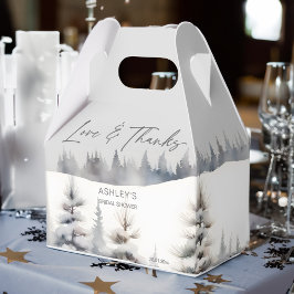 雪の愛の冬の松の森のブライダルシャワーファボ フェイバーボックス