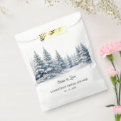 雪の愛の冬の松の森ブライダルシャワー フェイバーバッグ (封をした状態)