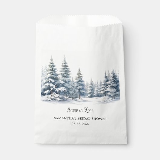 雪の愛の冬の松の森ブライダルシャワー フェイバーバッグ (正面)
