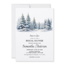 雪の愛の冬の松の森ブライダルシャワー