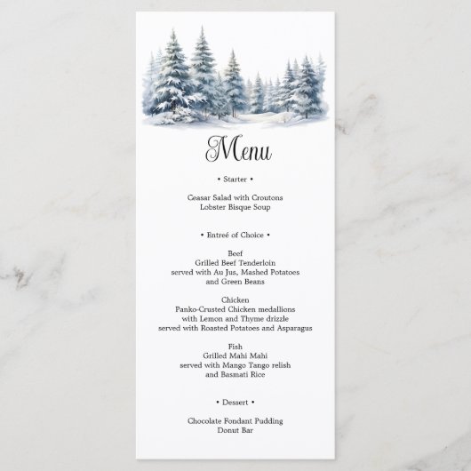 雪の愛の冬の松の森 メニュー (正面)