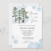 雪の愛の冬の森スノーフレークブライダルシャワー 招待状 (正面)
