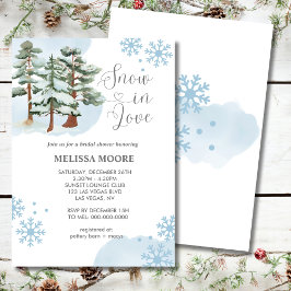 雪の愛の冬の森スノーフレークブライダルシャワー 招待状