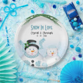 雪の愛の冬の結婚式 ペーパープレート (パーティー)