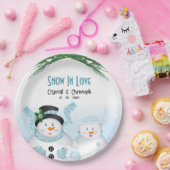 雪の愛の冬の結婚式 ペーパープレート (パーティー)