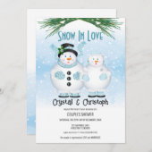 雪の愛の冬の結婚式 招待状 (正面/裏面)