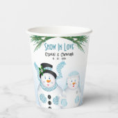 雪の愛の冬の結婚式 紙コップ (裏面)