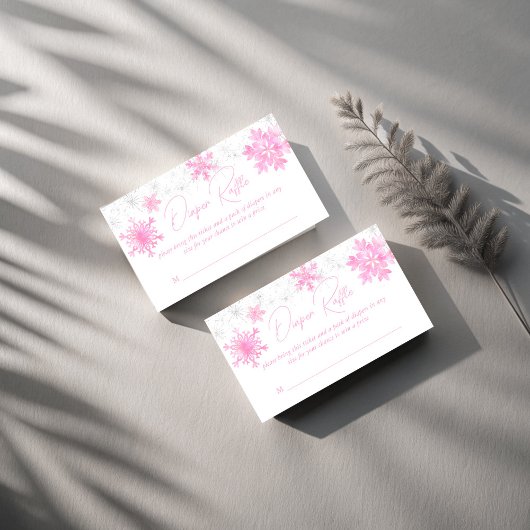 雪の愛の冬の赤ちゃんシャワーおむつラッフル エンクロージャーカード