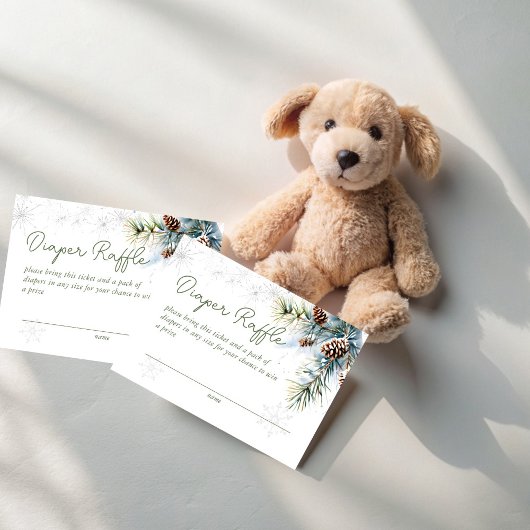 雪の愛の冬の赤ちゃんシャワーおむつラッフル エンクロージャーカード