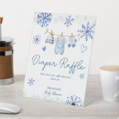 雪の愛の冬の赤ちゃんシャワーおむつラッフル 台座サイン (インサイチュ)