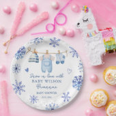 雪の愛の冬の赤ちゃんシャワーモノグラムの ペーパープレート (パーティー)