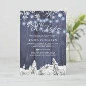 雪の愛の冬の雪片ブライダルシャワー 招待状 (スタンド正面)